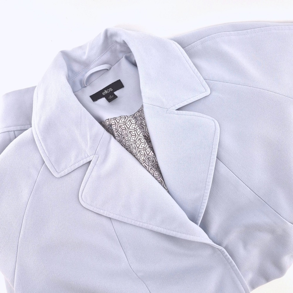 Ellos Womens Light‎ Blue Collared Zip Pocket Jacket Coat Size 14 Modern Edgy